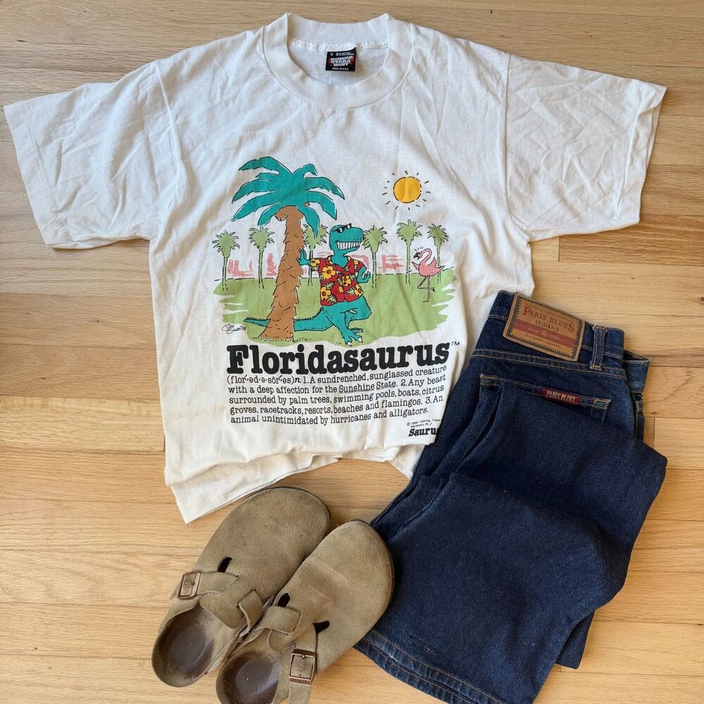 Vintage 1986 Talking Tops Floridaasaurus Single Stitch Graphic T-Shirt Small